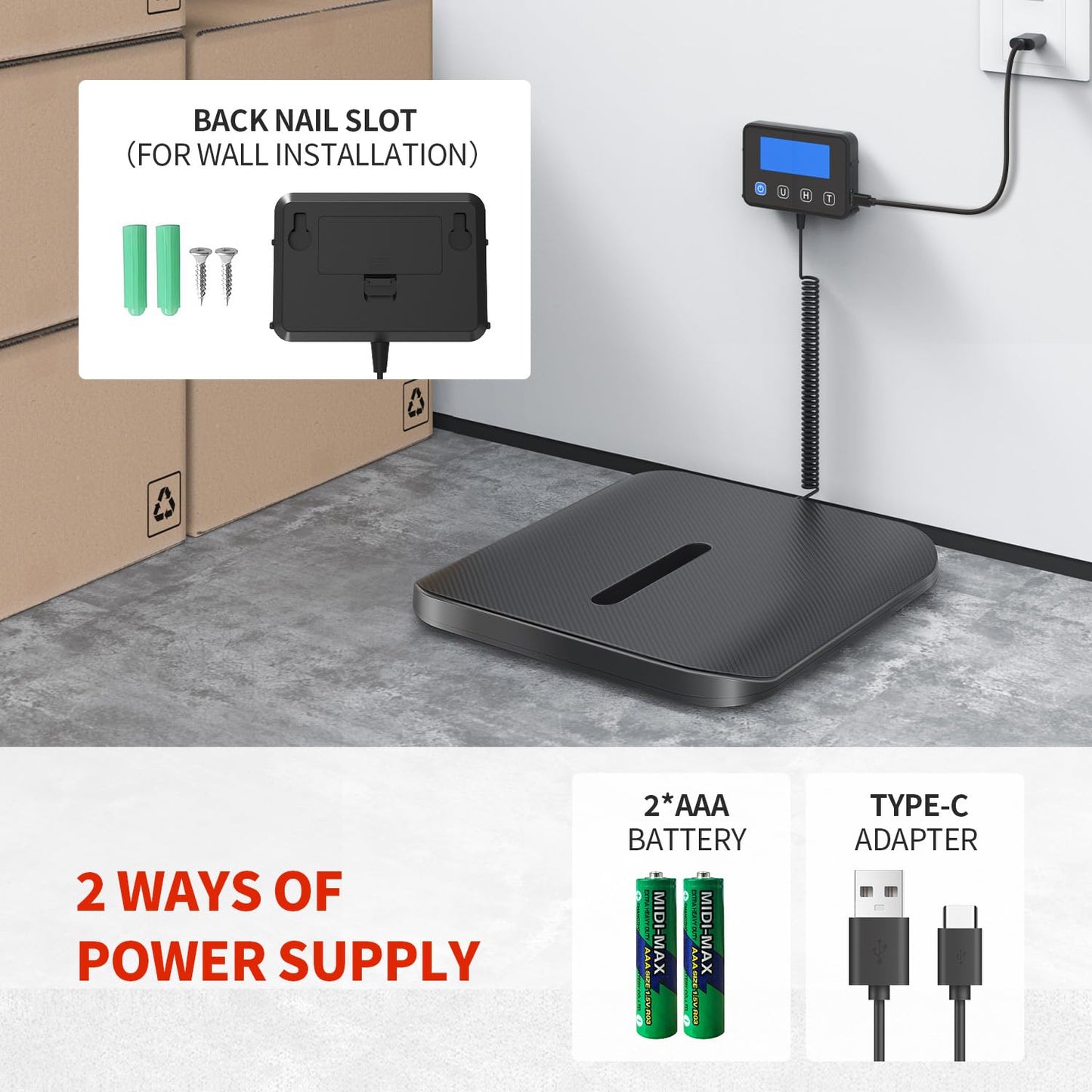 KKZ Shipping Scale, 440 LB Heavy Duty Postal Scale for Packages, Large Mailing Scale for Postage, Industrial, Small Business, Laundry, Warehouse, Carbon Fibre