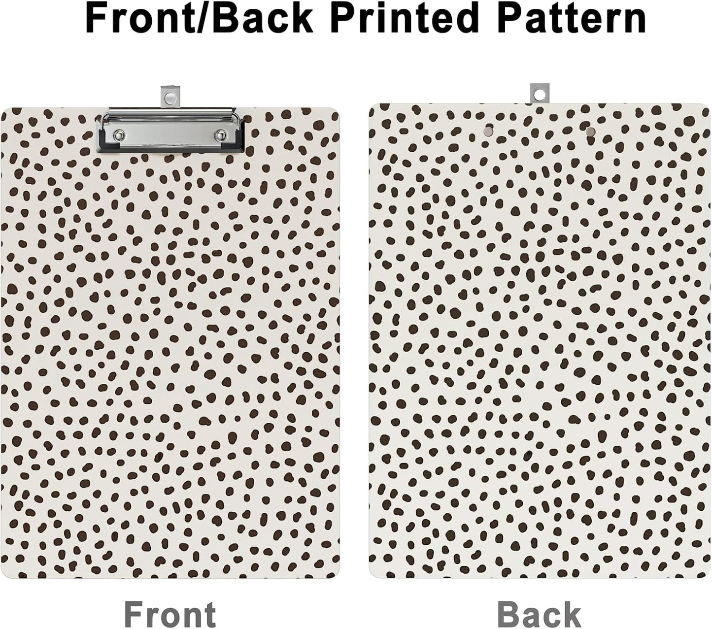 Clipboard Design Decorative Wood A4 Letter Size Clip Boards for Classroom Office, Standard Size 9" x 12.5" with Low Profile Metal Clip - Spots Leopard