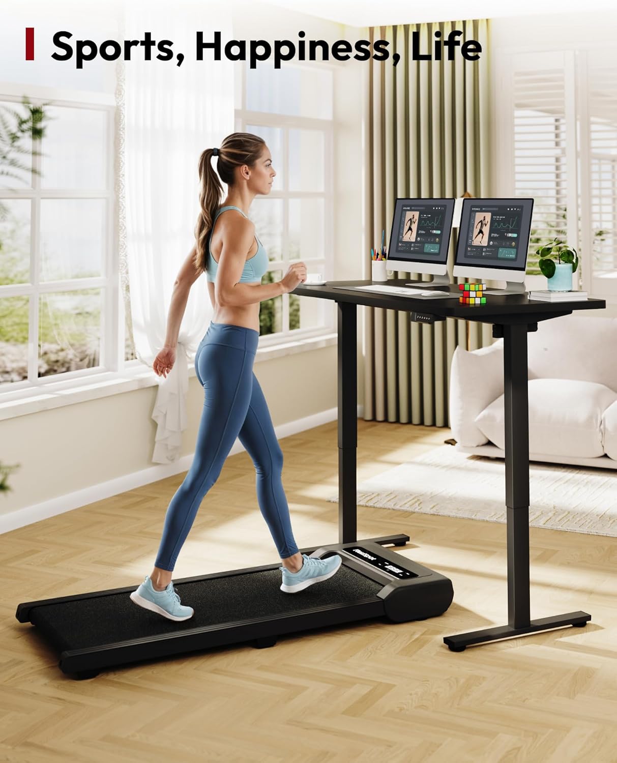 SANODESK Electric Standing Desk 71 x 32 Inches Height Adjustable Stand Up w/6-Button Controller Ergonomic Computer Desk with Splice Board for Home Office, Black Frame + Black Tabletop