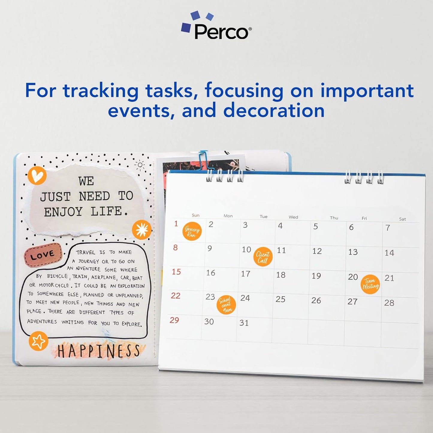 Perco Fluorescent Orange 1-Inch Round Circle Dot Sticker Labels with Easy Peel Perforation - 1,000 Labels per Roll - Strong Adhesion, Vibrant Colors for Organizing, Crafting & More - Made in USA