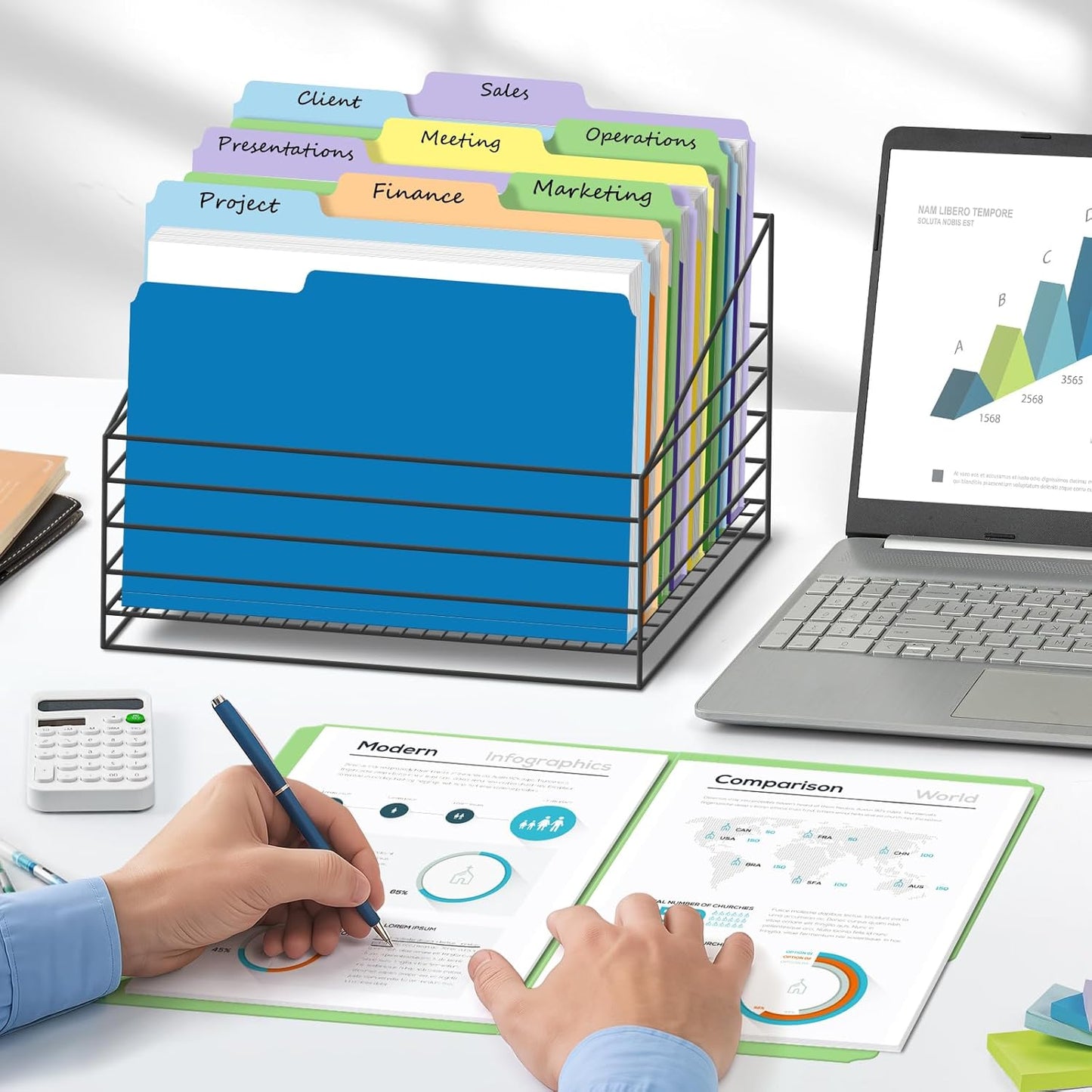 36 Pack Two-Tone Color File Folders, Bulk1/3-Cut Tabs Letter Size Files Folders with 6 Assorted Colors, Ideal School Office Supplies