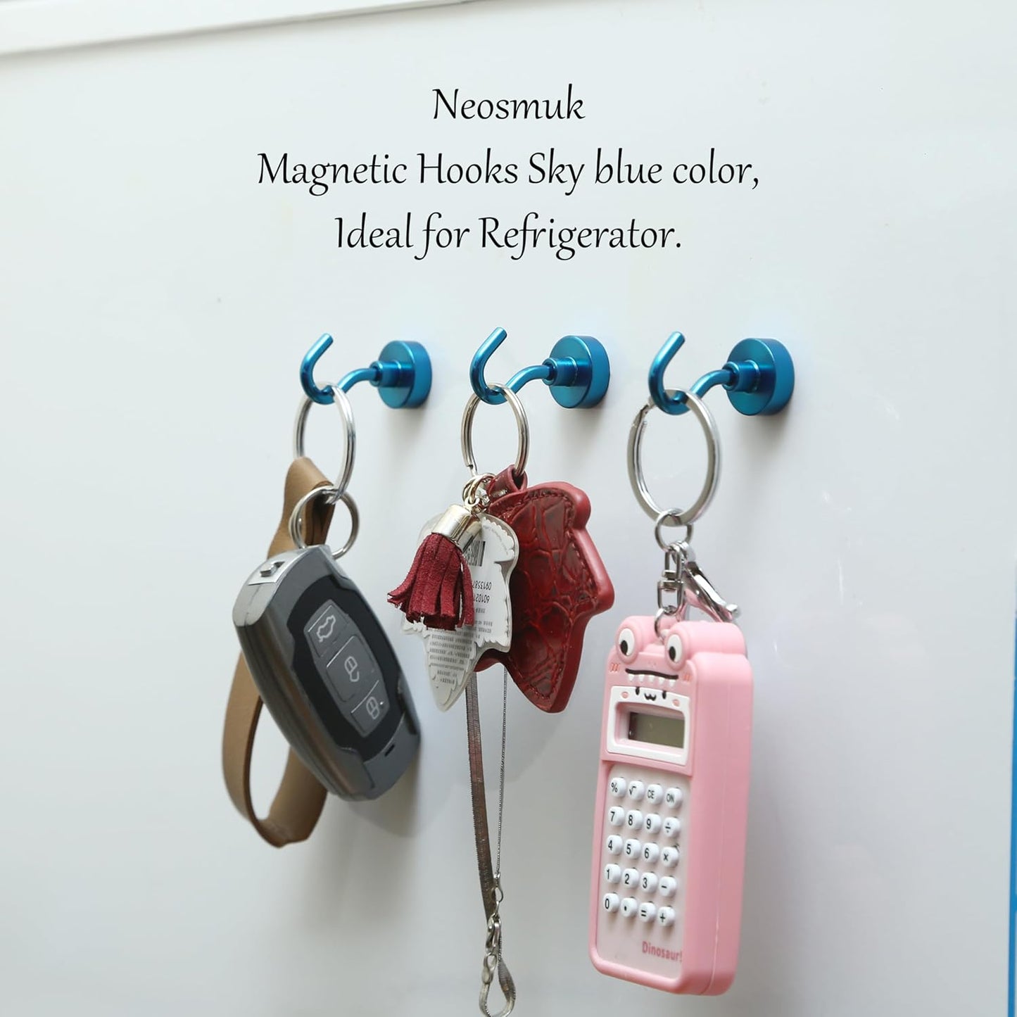 Neosmuk RoyalBlue Magnetic Hooks,30lb Heavy Duty Earth Magnets with Hook for Refrigerator, Extra Strong Cruise Hook for Hanging, Magnetic Hanger for Curtain, Grill (RoyalBlue, 4 Pack)