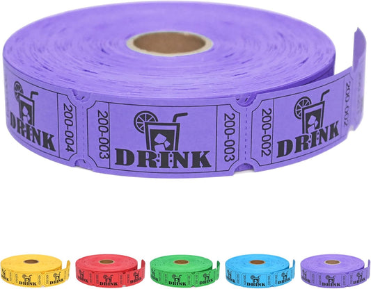 ESSENTIAL 1000 Raffle Tickets Rolls, Drink Tickets Single Roll for Events, Leisure, Movie Watching, Entertainment, Class Reward & Prizes (Purple - 5 Color Selection)