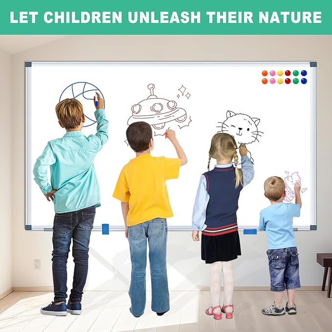 H-Qprobd Whiteboard Dry Erase White Board for Wall 60x40 (2pcs) Magnetic Boards for Office Classroom & Home, Large Wall White Board Including 6 Markers, 20 Magnets, 2 Erasers