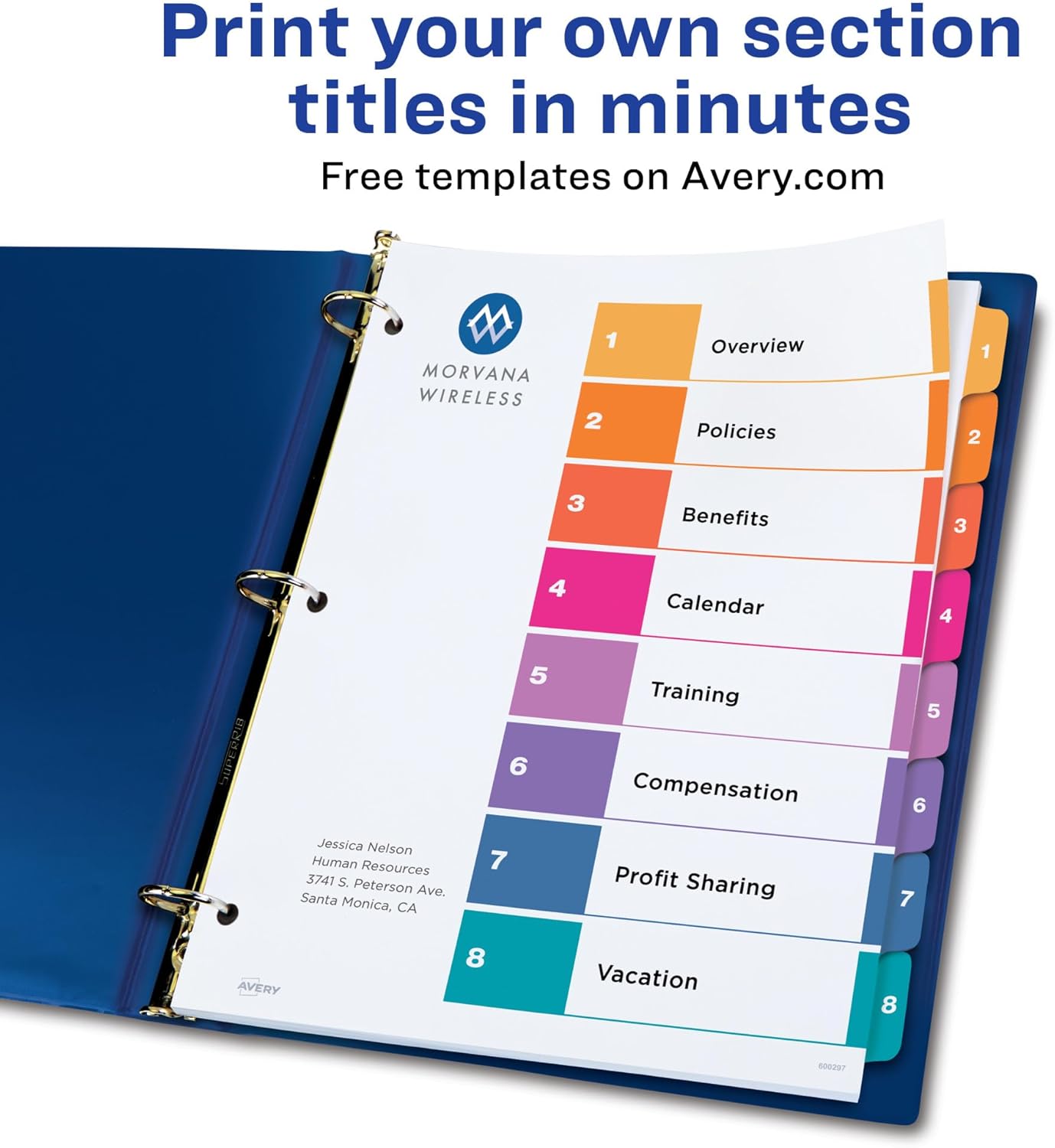 Avery Dividers for 3 Ring Binders, 8 Tabs per Set, Customizable Table of Contents, Multicolor Tabs, Great for Organizing Reports, Projects, and More (3 Sets of 11071)