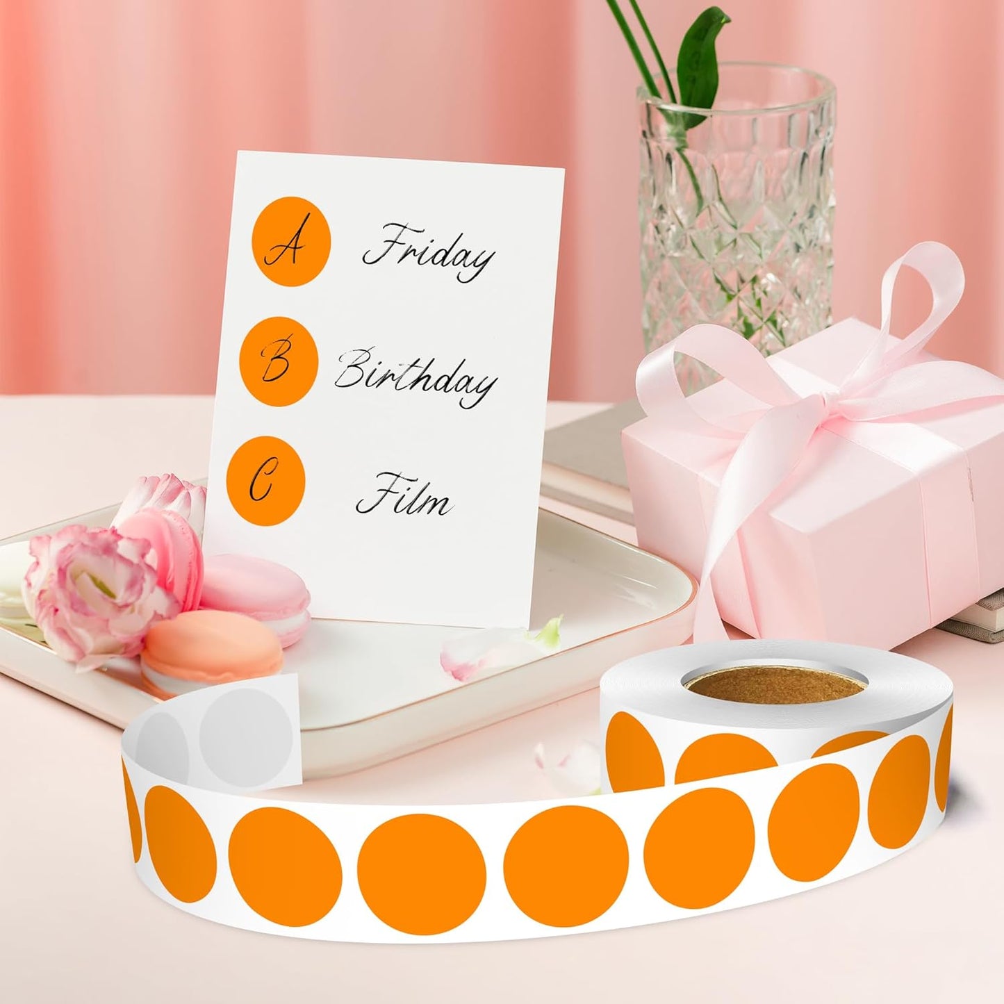 1 Inch Round Color Coding Labels, 1000 Dots Per Roll Orange Color Coded Dot Stickers, Round Color Dot Labels for Organizing, Filing, and Storage