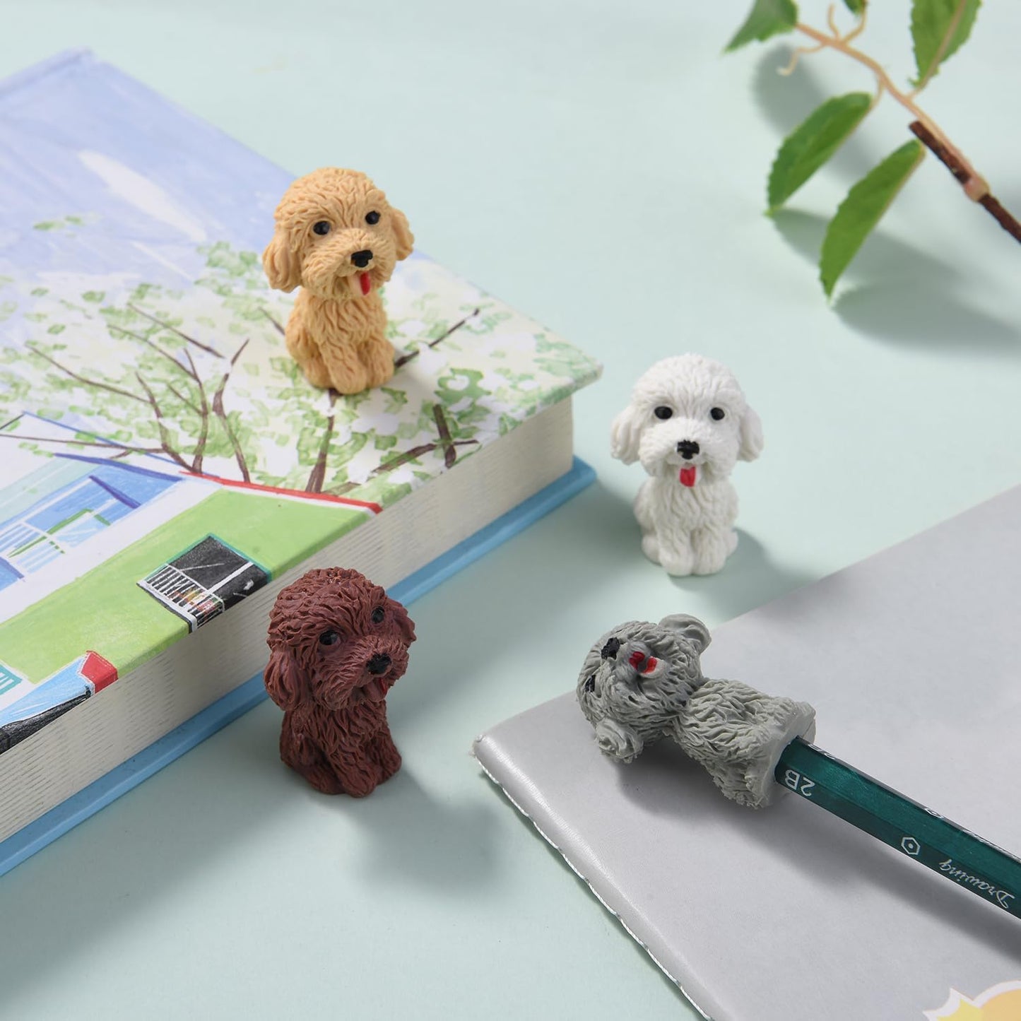 20 Pack Teddy Dog Pencil Top Erasers for Kids, 3D Animal Erasers for Boys and Girls, Fun Take Apart Erasers for School Supplies Prize Gifts Party Favors