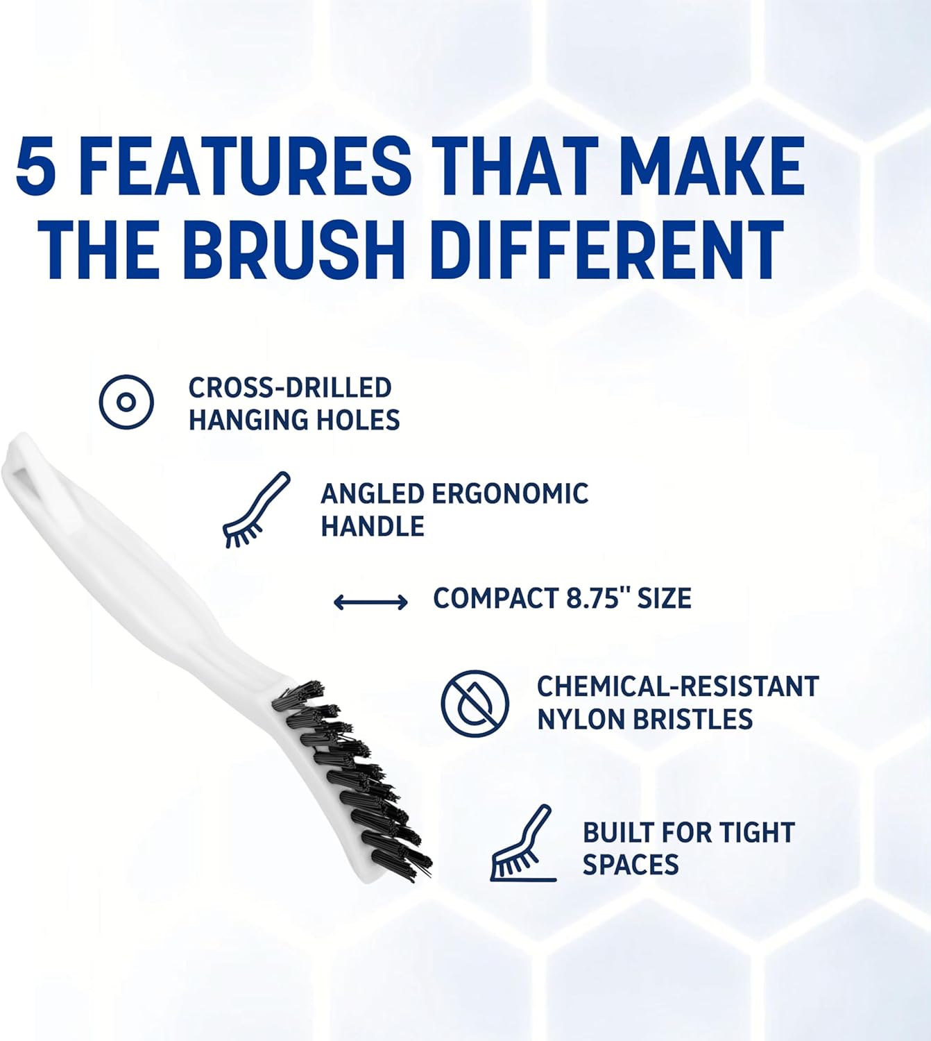 SPARTA Flo-Pac Nylon Grout Brush with Nylon Bristles for Floors, 8 Inches, White, (Pack of 24)