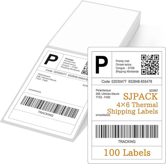 4 x 6 Fanfold Thermal Shipping Labels, 100 Laels Thermal Shipping Labels for FedEx Shipping Label, Compatible with JADENS,iDPRT, Munbyn Printers.