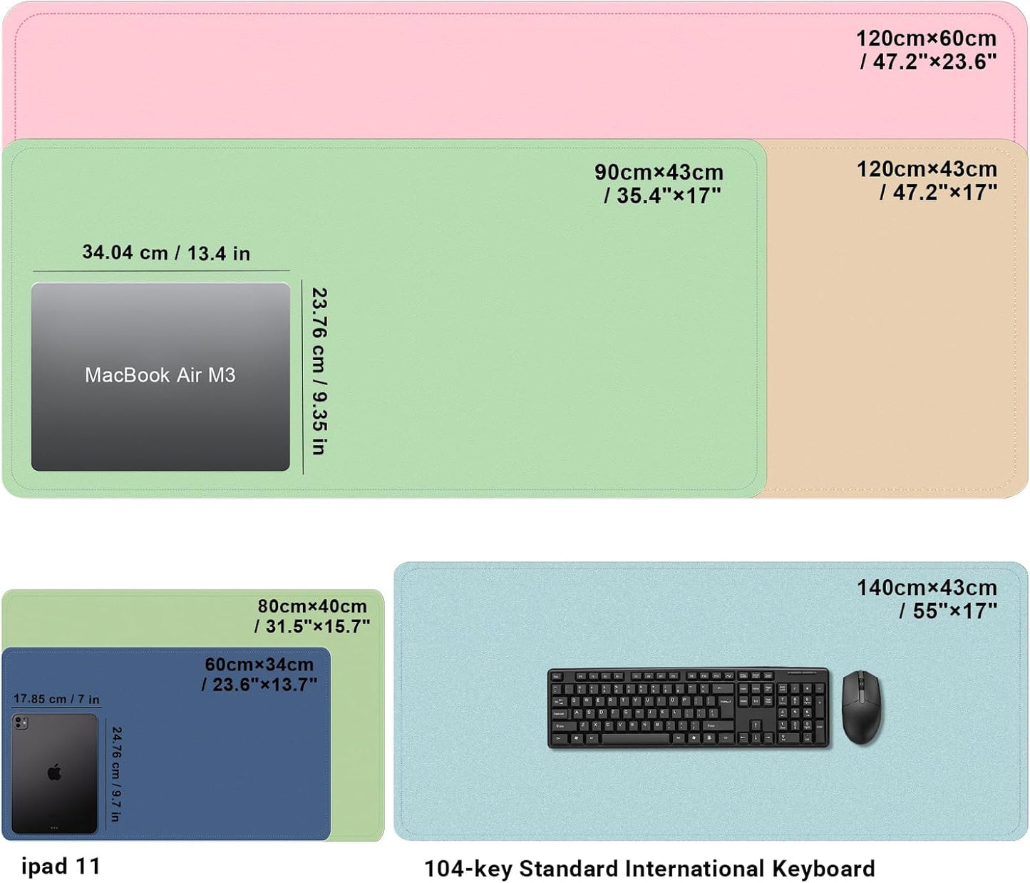 Large Desk Pad, 47.2'' x 23.6'', Office Desk Mat, Computer Mat for Desk, Leather Desk Pad Protector, Sewing Desk Blotter, Desktop Writing Pad for Office/Home/Decor Purple Pink