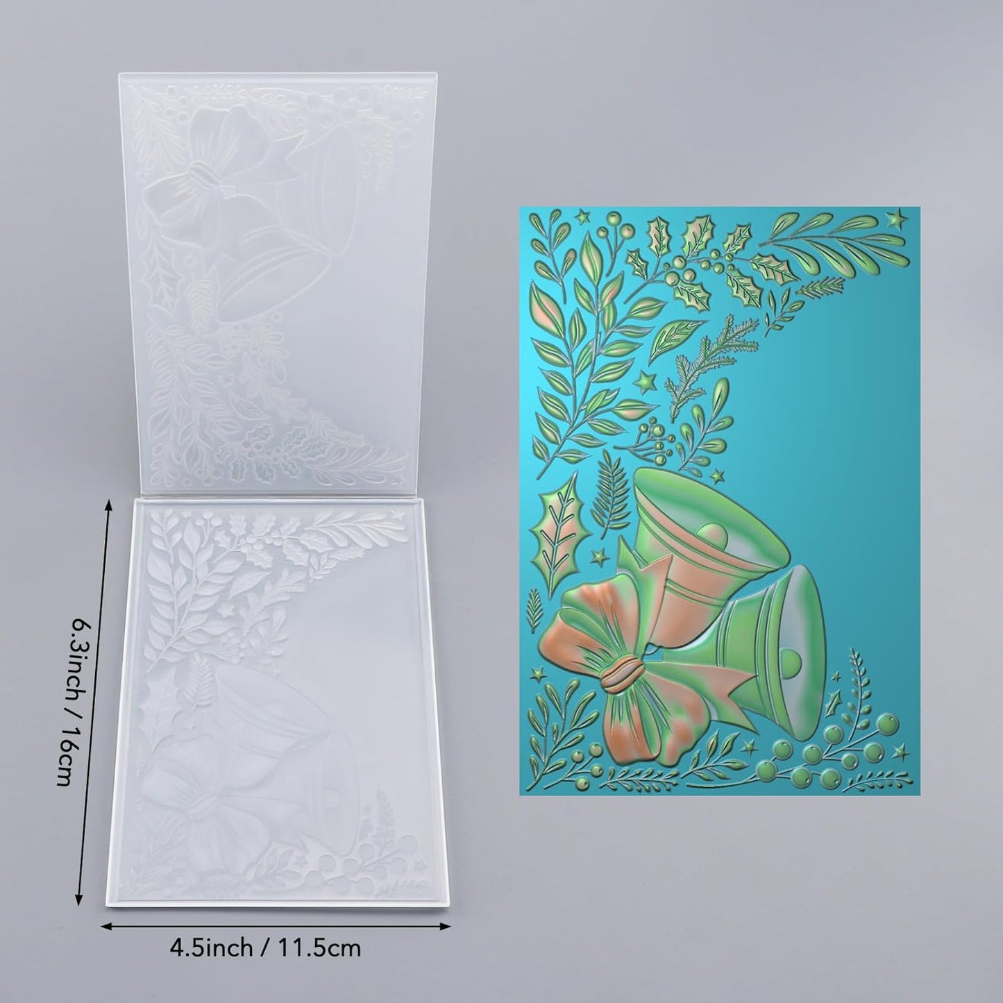 BAOFALI 3D Embossing Folder for Card Making,Bow Tied on The Bell Clear Plastic Texture Fades Embossing Folder Template for Scrapbooking and Other Paper Craft Album Stamps DIY Decoration