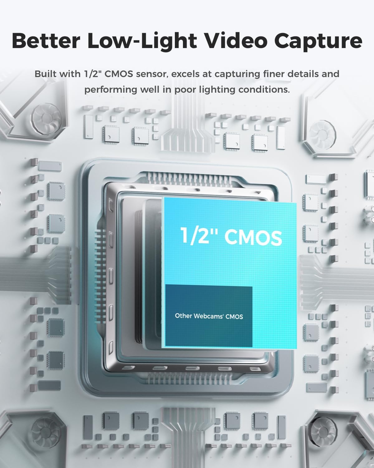 OBSBOT Meet 2-4K Webcam for PC with 1/2" Sensor, AI Framing & Autofocus, Beauty Mode, Lightweight, Gesture Control, HDR, Dual Microphone, 60 FPS, Web Cam for Streaming, Meeting, Gaming. (Cloud White)