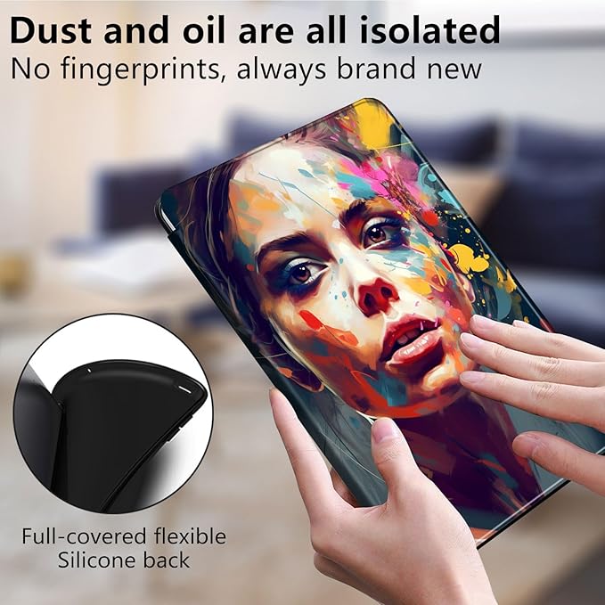 for Kindle Fire 7 case 2019 2017 Release 9th 7th Generation,360 Degree Rotating Stand Smart Protective Cover Case for Amazon fire 7 Tablet 9th/7th Generation,Art Colorful Paint
