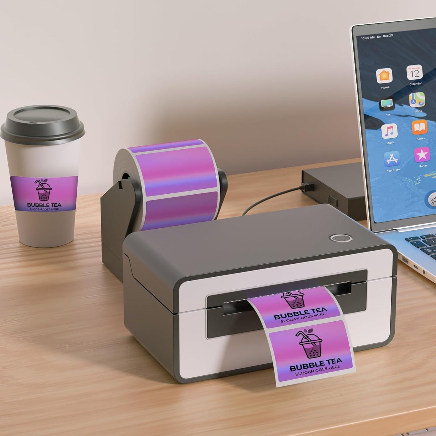 MFLABEL 2.25" x 1.25" Holographic Purple Thermal Labels, 500pcs Waterproof Self-Adhesive Printable Stickers for Thermal Printers, Small Business Logo, Barcode, Packaging