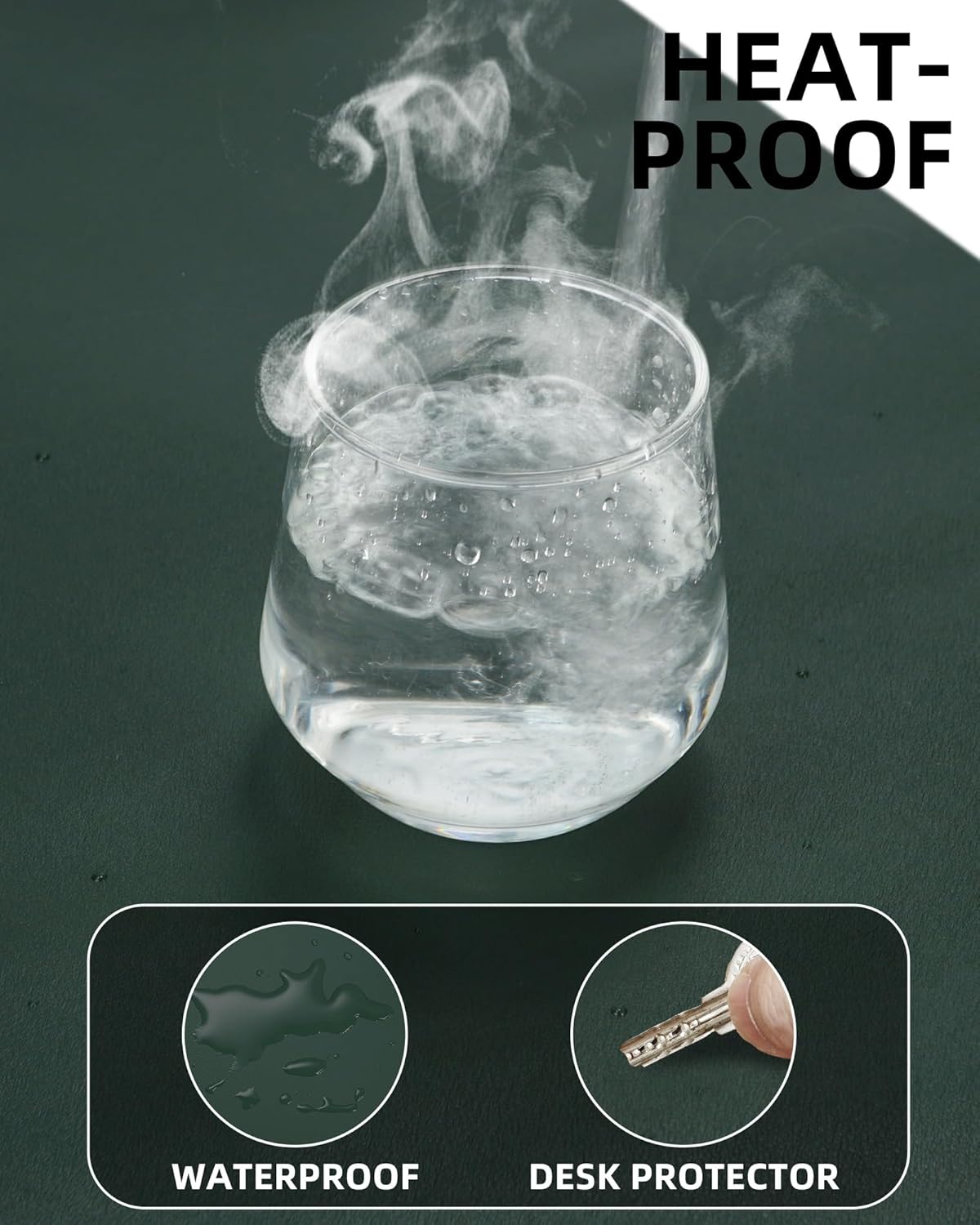 Non-Slip Desk Pad,Mouse Pad,Waterproof PVC Leather Desk Table Protector,Non-Slip PU Leather Desk Blotter, Easy Clean Laptop Desk Writing Mat for Office Work/Home/Decor(Dark Green, 24" x 13.7")