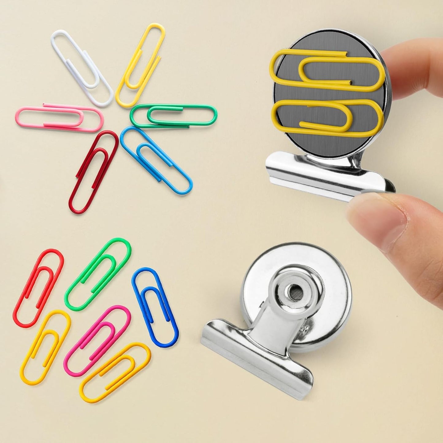 VNDUEEY 90 Pack Fridge Magnets Refrigerator Magnets, Magnet Clips for Whiteboard, Magnetic Paper Clip Dispenser Holder for Desk, Kitchen, School, Office