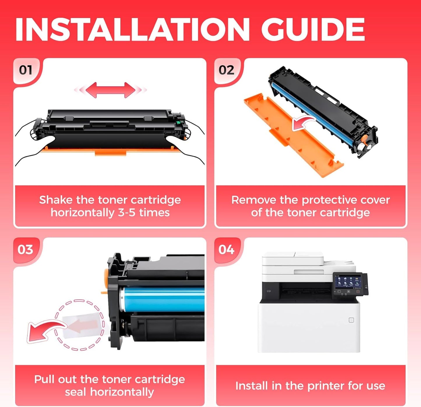 055 Toner Cartridge Set 4-Pack Compatible with Canon 055 CRG-055 055H Toner for Canon Color imageCLASS MF743Cdw MF741Cdw MF745Cdw MF746Cdw LBP664Cdw Printer Ink MF743 MF741 (Black Cyan Yellow Magenta)
