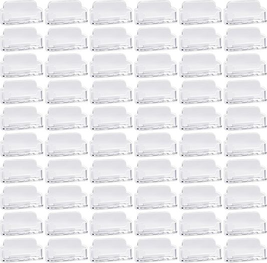 60 Packs Clear Acrylic Business Card Holder Bulk, Clear Card Stand Label Display Table Desktop Organizer for Exhibition Office(Fits 30-50 Cards)