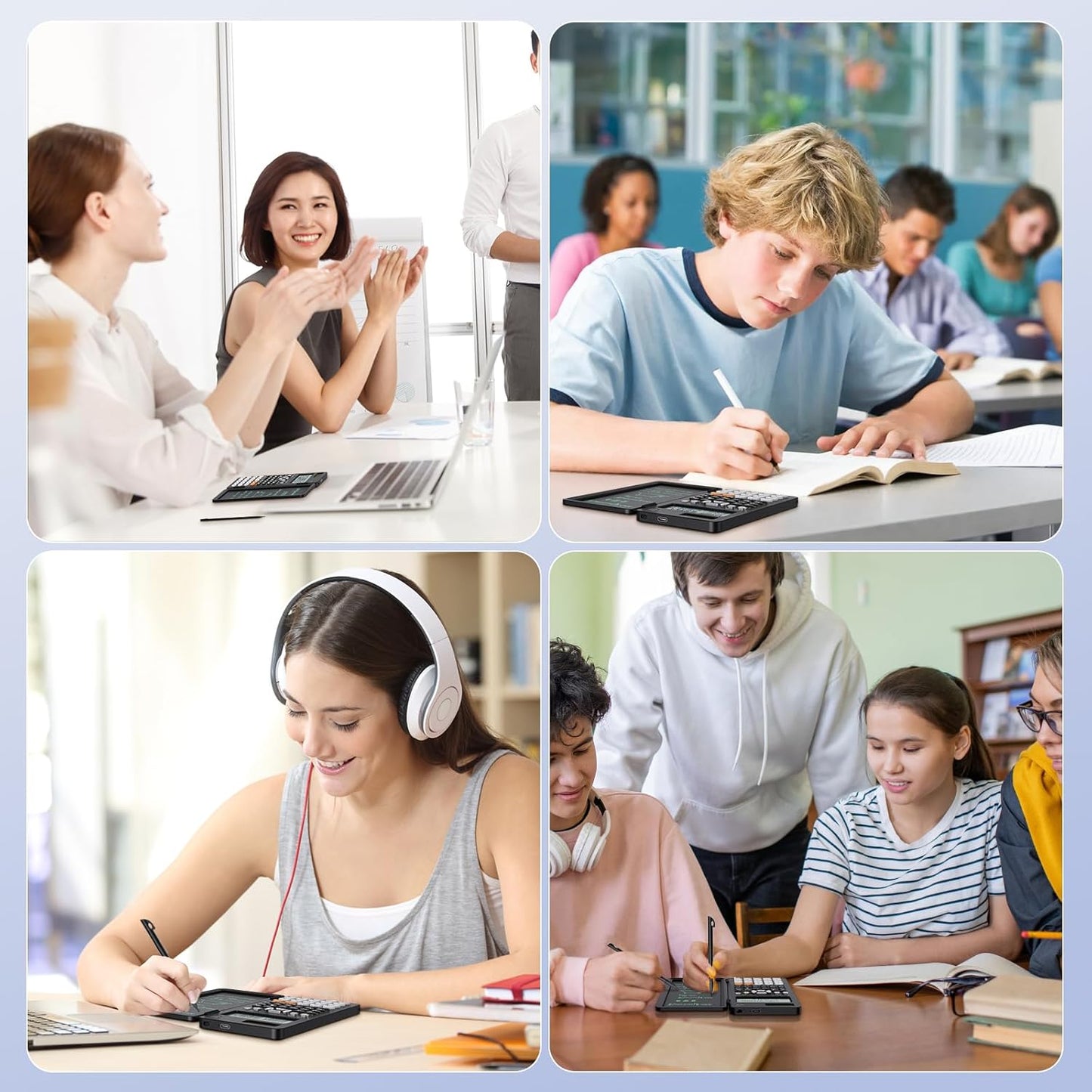 Rechargeable ROATEE 991ES MAX Scientific Calculators, CalcNote Multiview 4-Line Display with LCD Writing Tablet Notepad, Foldable Portable for Business High School College Students and Teacher(Black)