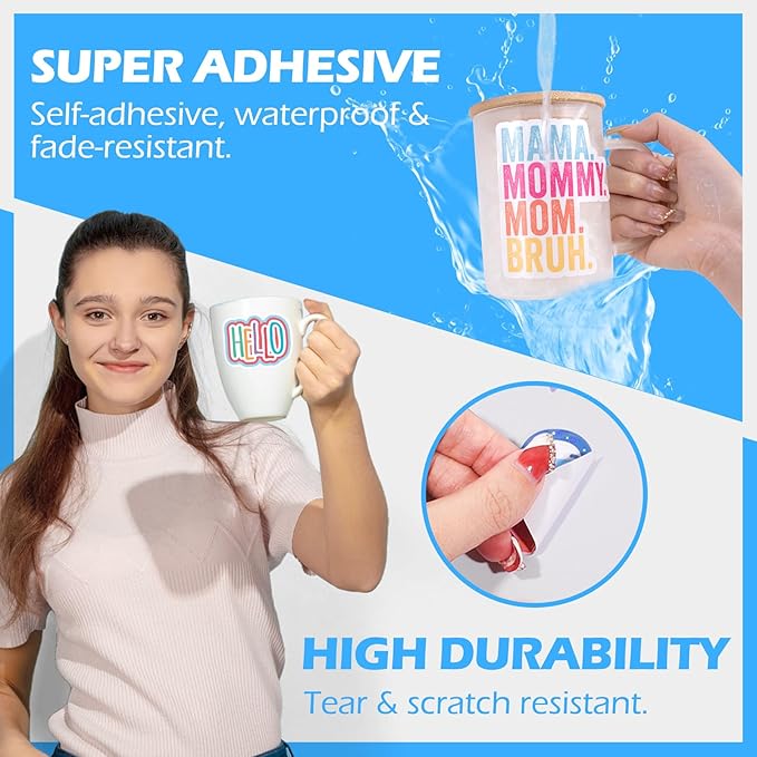 TECKWRAP Printable Vinyl Sticker Paper for Inkjet Printer, Glossy Inkjet Printable Vinyl, 8.26" x 11.69" A4 56 Sheets/Pack Printing Paper for Craft Scrap-Booking, Stickers, Labels