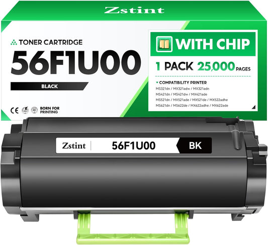 56F1U00 Toner Cartridge Black 1-Pack Ultra High Yield (with Chip) Remanufactured for 56F1U00 Toner Compatible with Lexmark MS421dn MS521 MS621 MS622de MX321adw MX421 MX521de MX522 MX622 Laser Printers