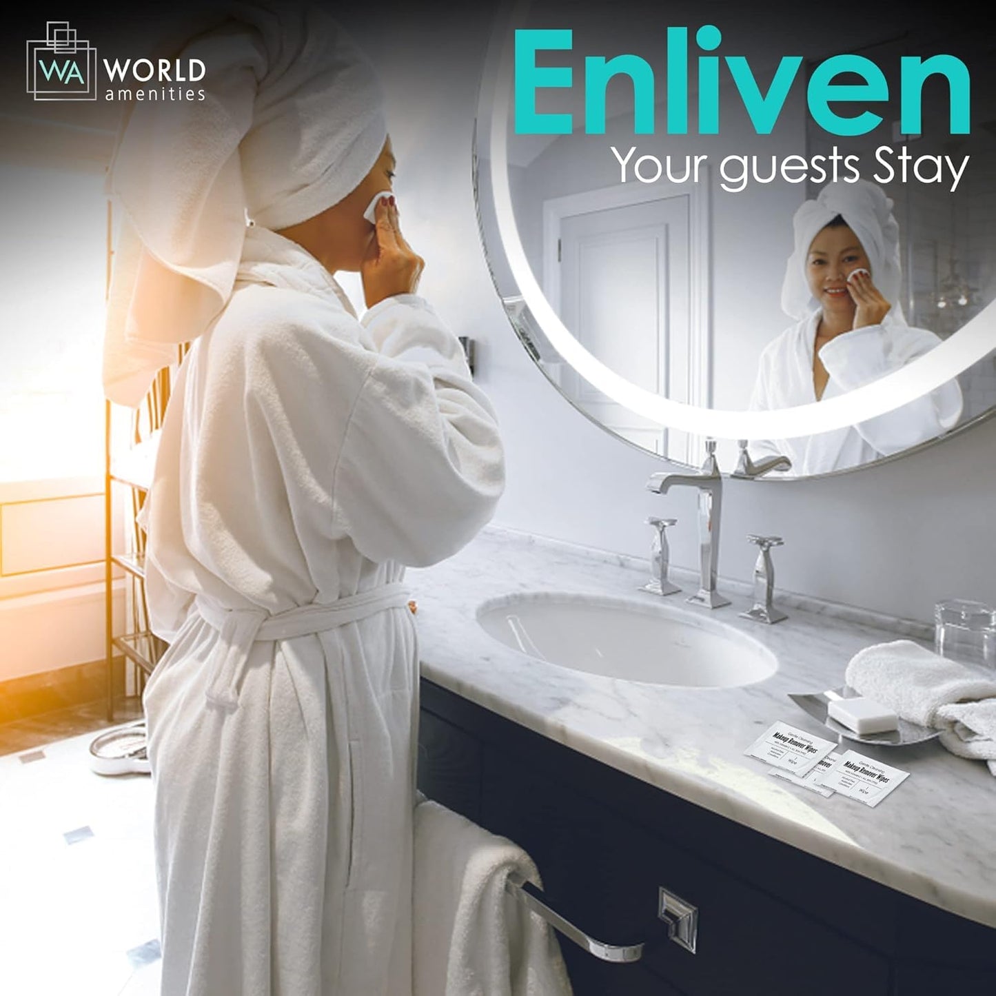 Bulk Makeup Remover Wipes | 500 Count| Individually Wrapped, Gentle Cleansing, Alcohol Free - All Skin Types - Vitamin E - 100% Recyclable, Hotel Travel Size Toiletries