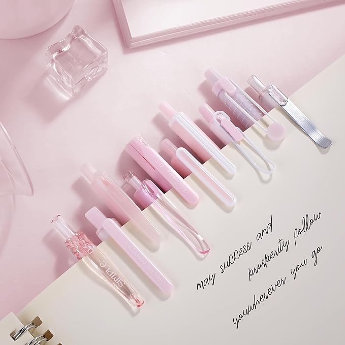 10 Count Pastel Gel Ink Pen Set,Cute Note Taking 0.5mm Fine Point Retractable 10 Count Black Ink Pens with for Writing, Journaling, School, Office (Pink)