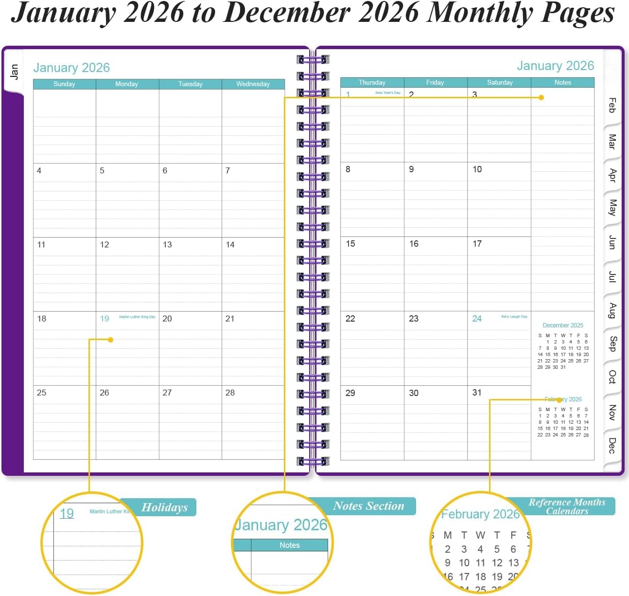 2026 Appointment Book & Planner - Hourly Planner from January 2026 - December 2026, Weekly Appointment Book 2026 with 30-Minute Interval, 6.4" x 8.5", Purple