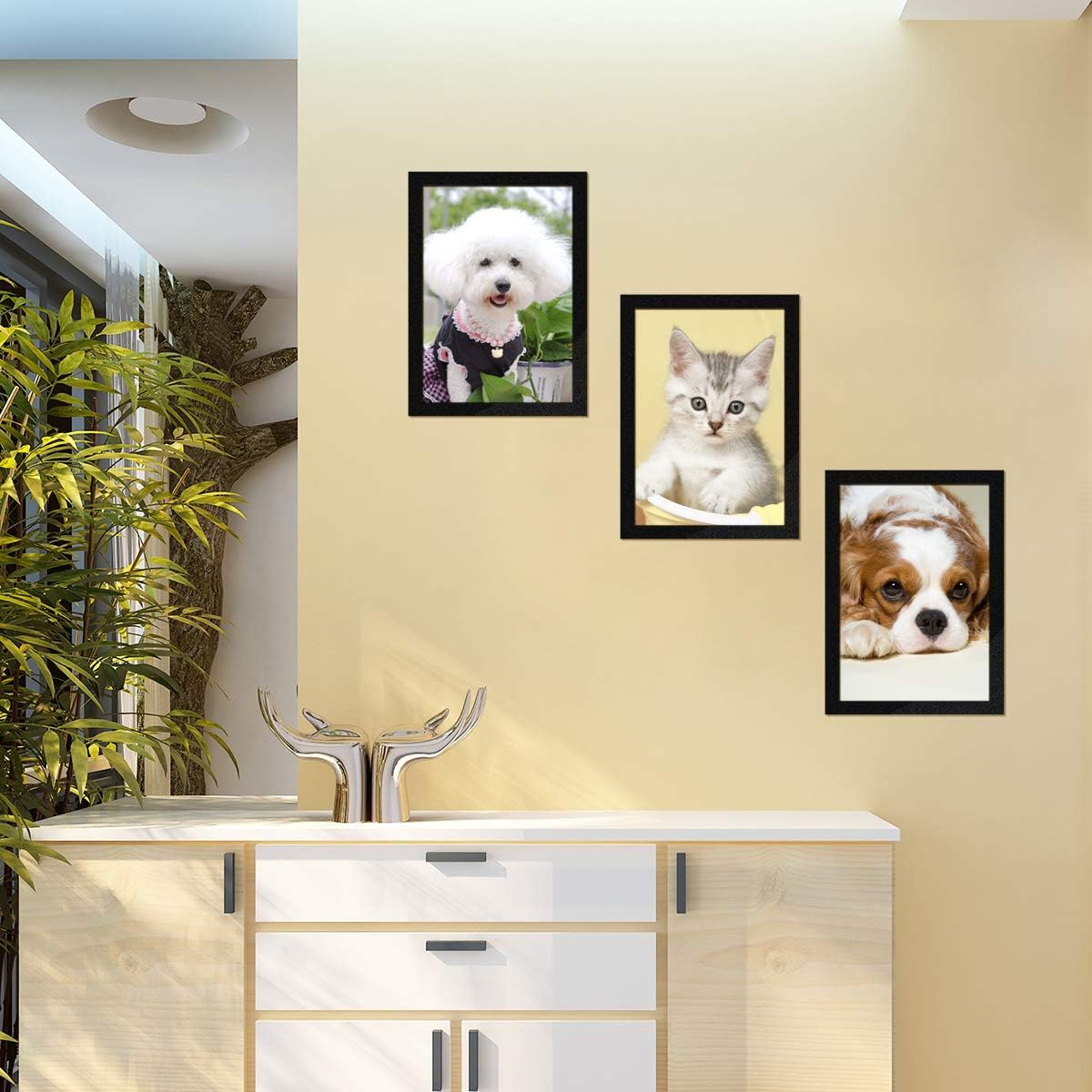 Document Sign Holder Pockets with Adhesive Back, Plastic Poster Picture Notice Display Frame for Window/Door/Wall/Cabinet, 8.5 x 11.6 Inches, Black, 12 Pack