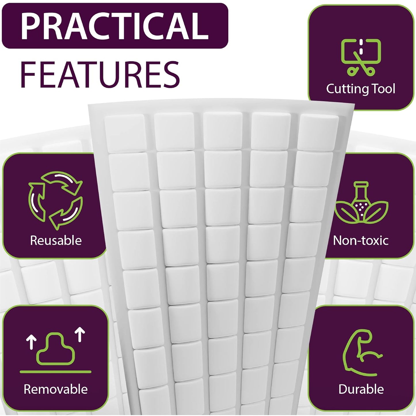 Sticky Mounting Putty 500PCs - White Sticky Tack for Wall Hanging - Poster Putty Removable - Adhesive Mounting Putty Squares for Picture Hanging Crafts - Tacky Putty Wall Adhesive