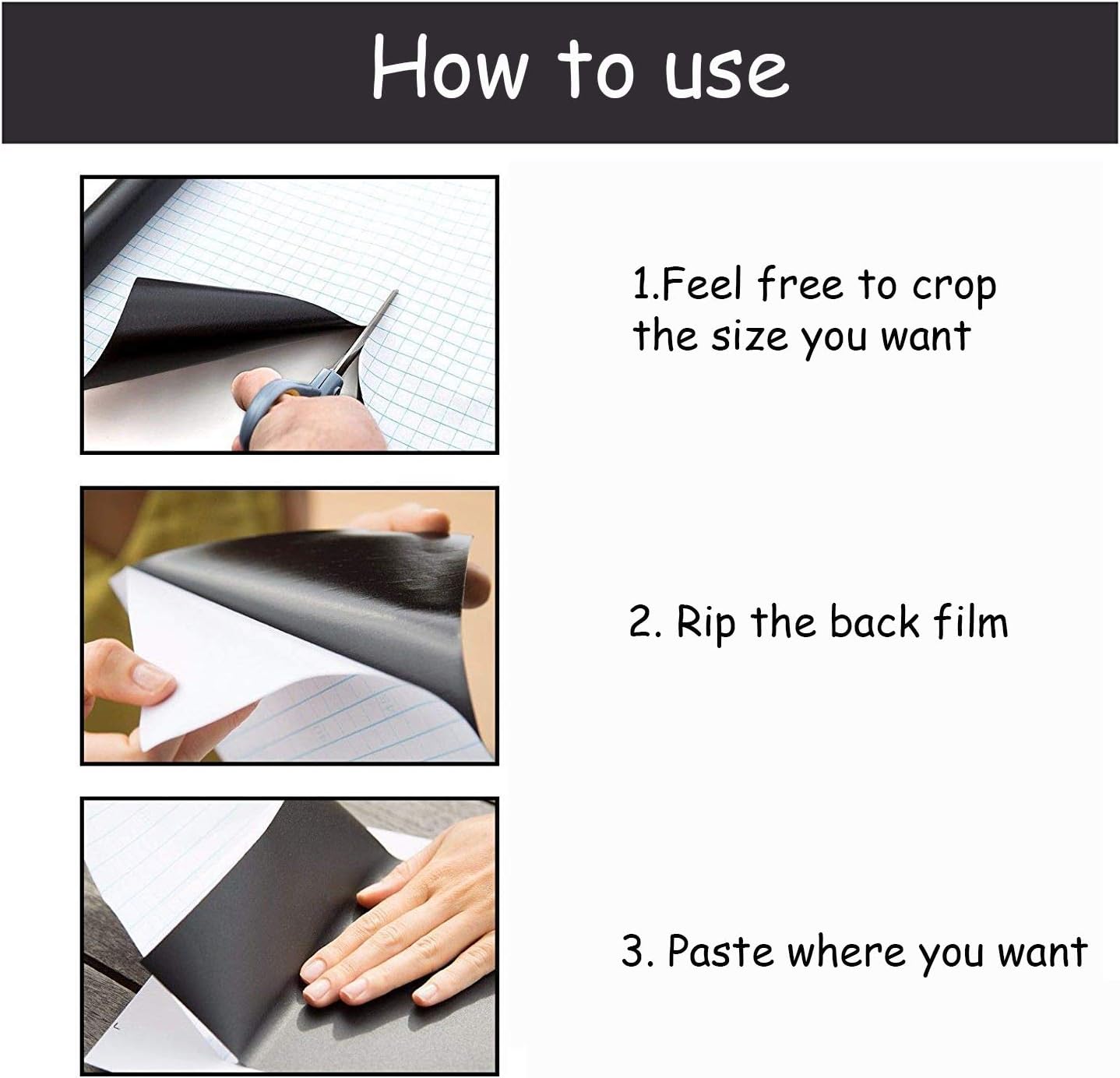 White Board Paper - 17.3” x 78.7” (6.5 Feet) - Self-Adhesive Dry Erase Board Sheet Sticker Removable Wall Decals for Kids, Office, School & Home with 3PCS Marker Pen