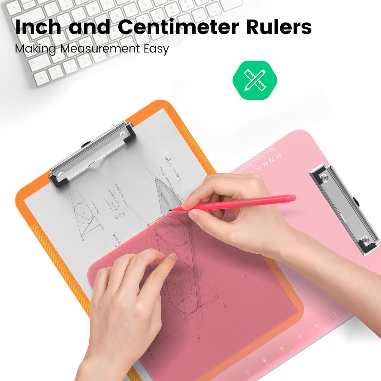 Bulk Clipboards Set of 30, 8.5x11 Plastic Colored Clear Clip Board with Ruler, Suitable for Classroom, Students, Kid, Size 9" x 12.5" with Low Profile Clip, Office & School Supply