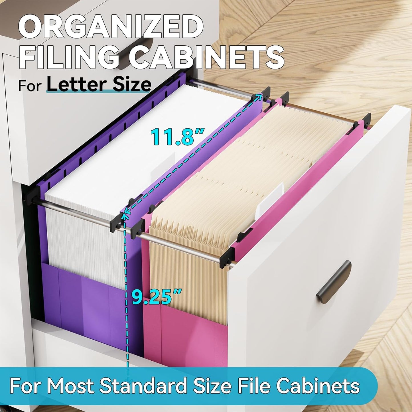 Plastic Expandable Hanging File Folder Letter Size,Heavy Duty 3 Inch Expansion,6 Pack Extra Capacity Hanging Folders,Accordian Pocket,Adjustable Tabs,Hanging Organizer for Bulky Files-Colored