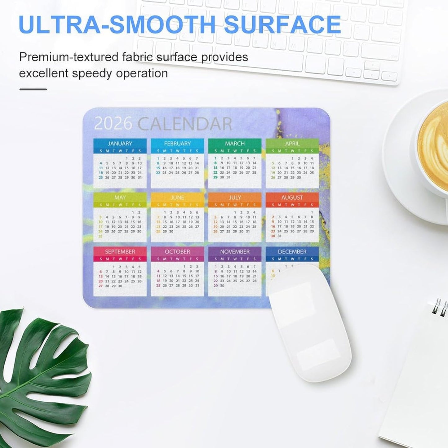 2026 Mouse Pad Calendar,Computer Mouse Pads Calendars Non-Slip Rubber Desk Mat Mousepad Gaming Office Keyboard Mat (9.45x7.87 in)