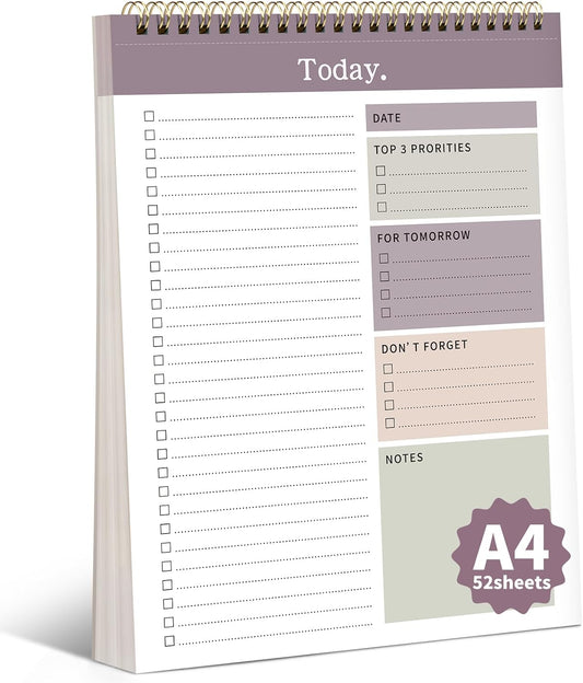 To Do List Notepad, 52 Undated Sheets （8.5"×11"）Duplex-printed Daily Planner For Work Home School Office Desk Accessories Supplies & Goal Setting Tasks- Purple