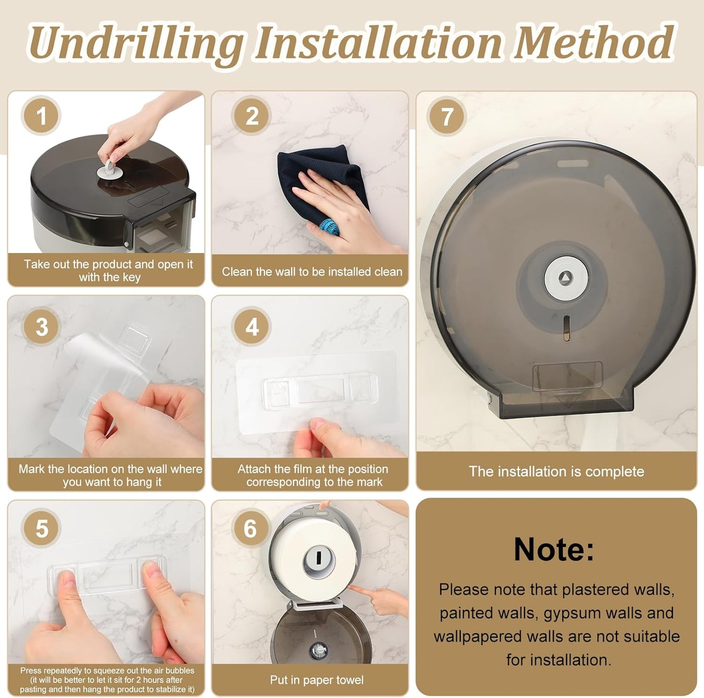 Layhit 2 Pack Toilet Paper Holder Wall Mount, Toilet Paper Towel Dispenser, Commercial 9" Jumbo Plastic Tissue Dispenser with Key Wall Lock for Bathroom, Office, Restaurants