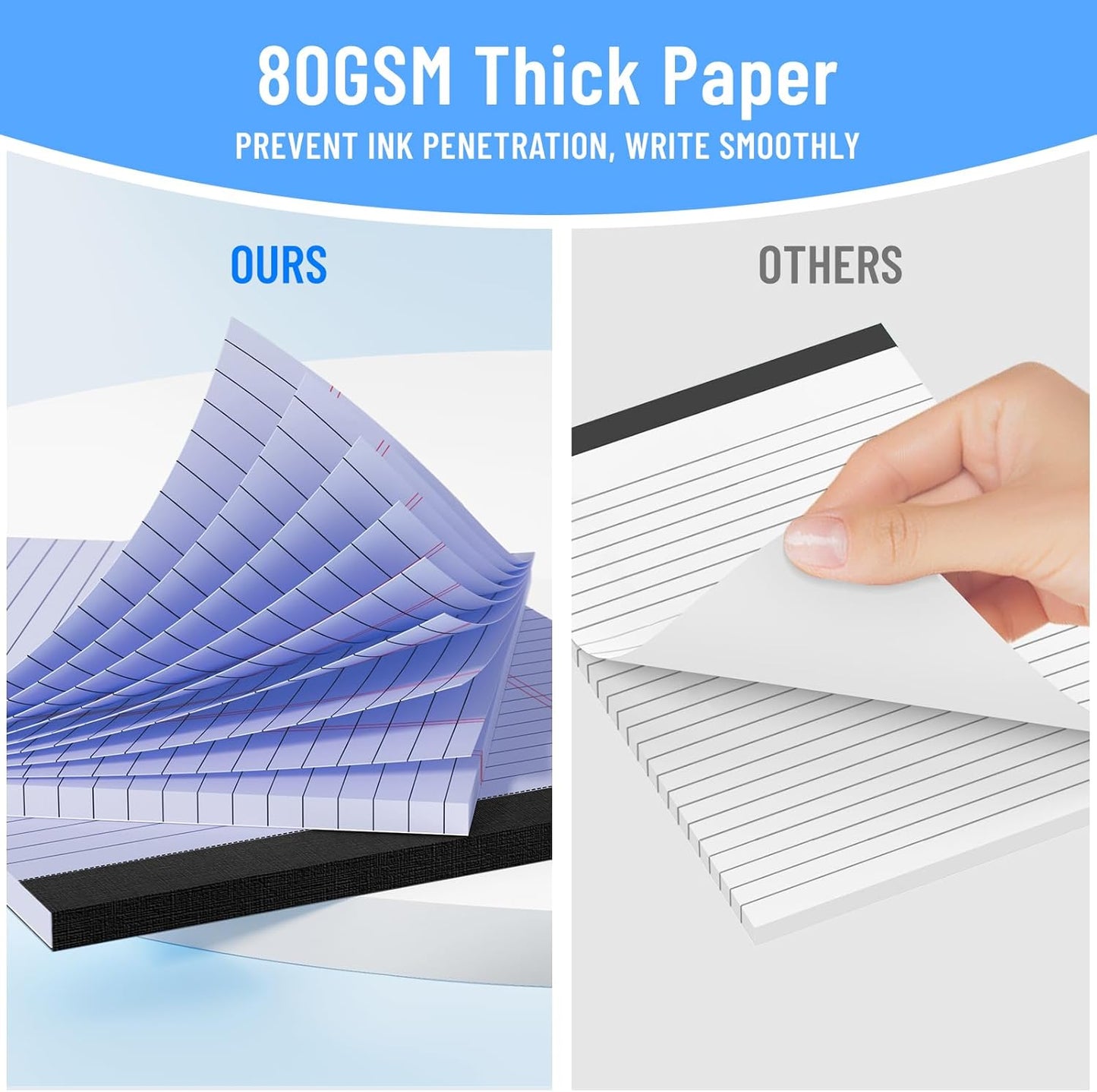 3pcsLegal Pads 8.5 x 11, Notepads 8.5 x 11 Inch, Purple Note Pads Clear Print Writing Pads of Paper, Memo Pads , Perforate Legal Notepads Paper , Wide Ruled Lined with Sturdy Back,30 Sheets/Pack