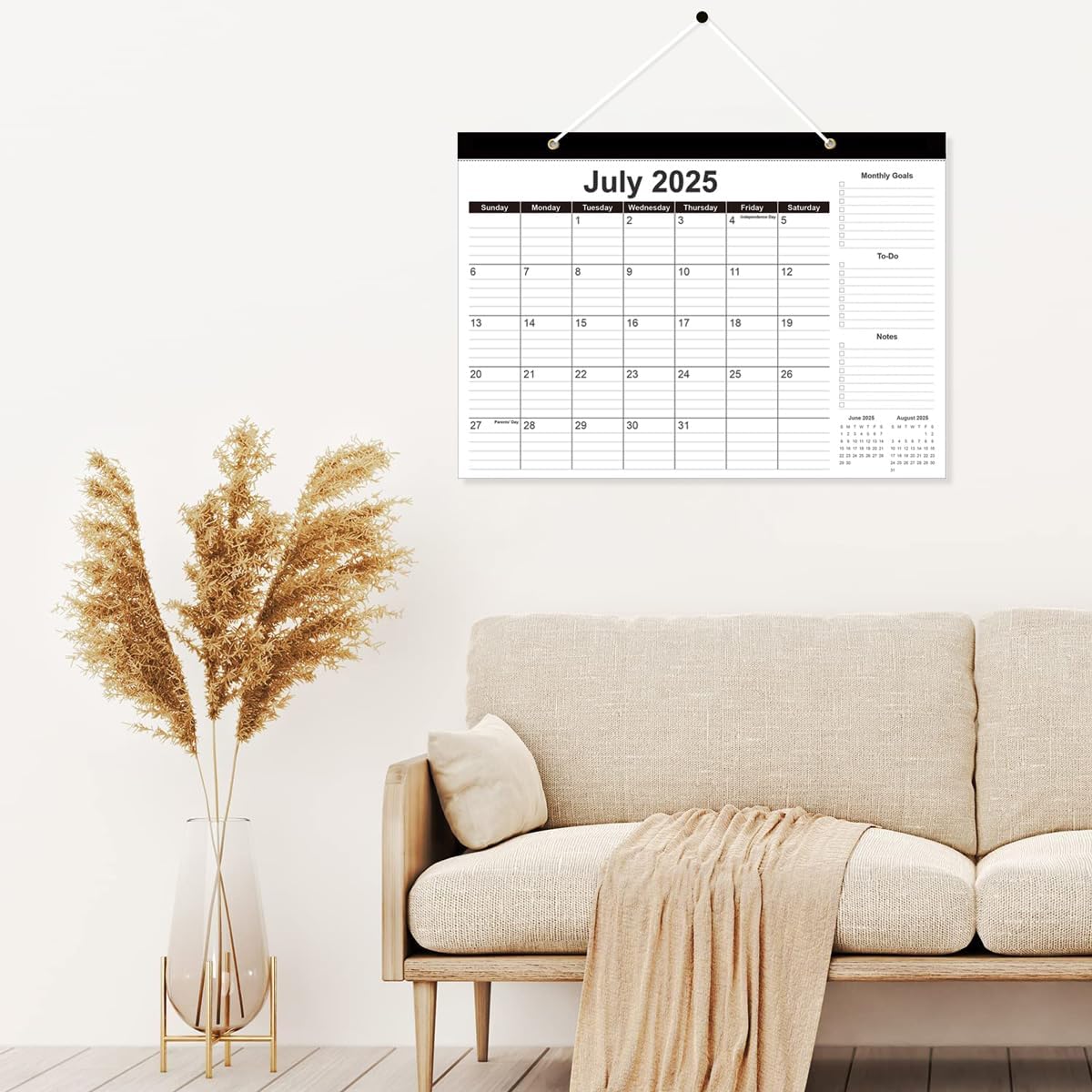 Desk Calendar 2025-2026 - 18 Months Calendar from September 2025 to December 2026, 2025-2026 Desk Calendar with Thick Paper, 12" x 17", Black