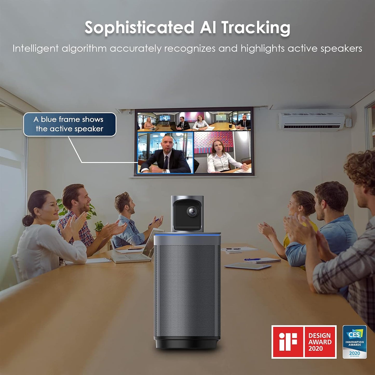 NexiGo Meeting 360 (Gen 2), 8K Captured AI-Powered Framing & Speaker Tracking, Plug & Play, 1080p HD 360-Degree Smart Video Conference Camera, 8 Noise-Cancelling Microphones