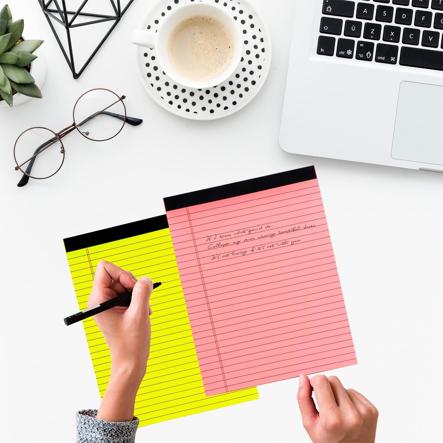 Colored Legal Pads 5x8 inches 8 Pack,70 GSM/19 LB Rainbow Wide Ruled Writing Pad High Brightness Neon Pads 8 Colors 30 Sheets Per Note pads for School,College,Office,Business-Small