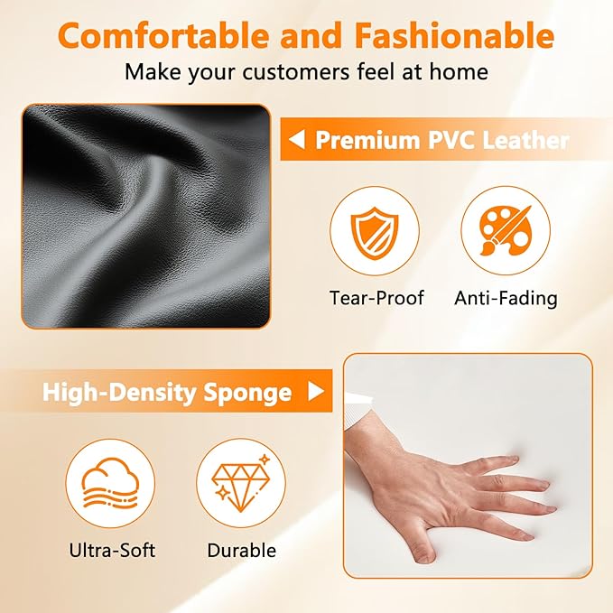 CLATINA Waiting Room Guest Chair with Bonded Leather Padded Arm Rest for Office Reception and Conference Desk Black with Sled Base