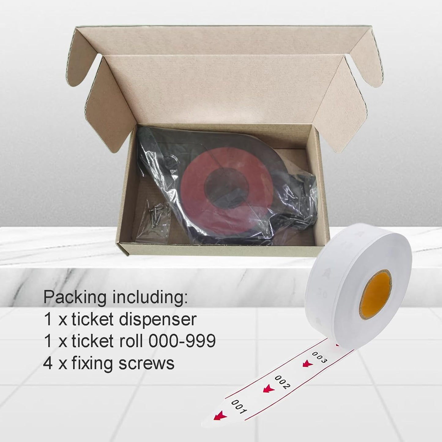 Number Ticket Dispenser Take a Number System with 1 Roll 3 Digit Queue Tickets 2 Groups Number from 000-999 (3 Digit, Purple)