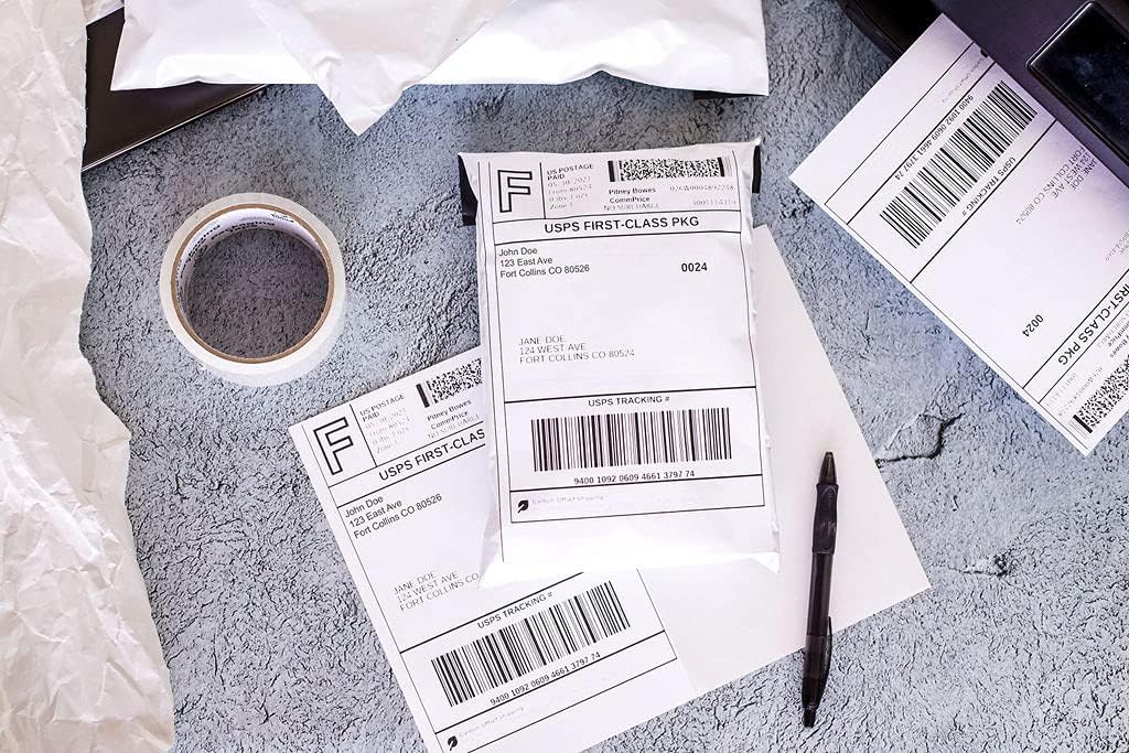 Premium Label Supply White Sticker Half Sheet Labels – 8.5" x 5.5" – Laser/Inkjet Compatible – (2 per Sheet), 100 Sheets - 200 Total Adhesive Labels