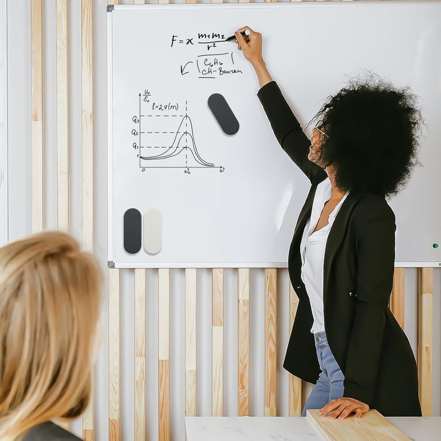 Ddaowanx Dry Erase Erasers, Magnetic Whiteboard Eraser Classroom Must Haves for Students Teachers, School Supplies (2 Pack, Black)