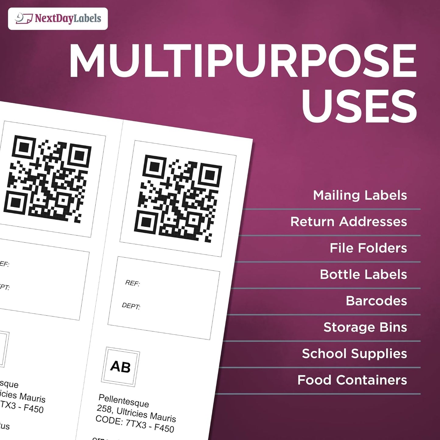 NextDayLabels – 4-1/4" x 11" Rectangular Sticker Labels for Printer - White Laser/Inkjet Printer Labels Return Address Labels Shipping Label Stickers (1000 Sheets, 2 Per Sheet, 2000 Labels)