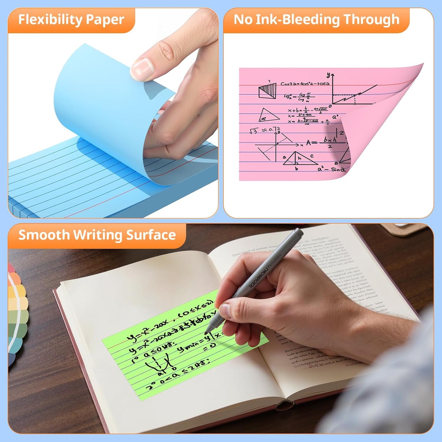 Colored Index Cards 3 X 5, 250 Count, Flash Cards For Studying, Lined Flashcards Notecards, Study Card, Ruled Front And Blank Back, Heavy Note Cards For Office, Home And School