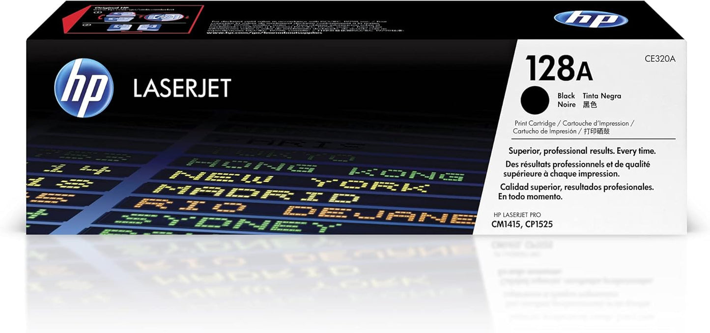 HP 128A Black Toner Cartridge | Works with HP LaserJet Pro CM1415 Color, CP1525 Color Series | CE320A