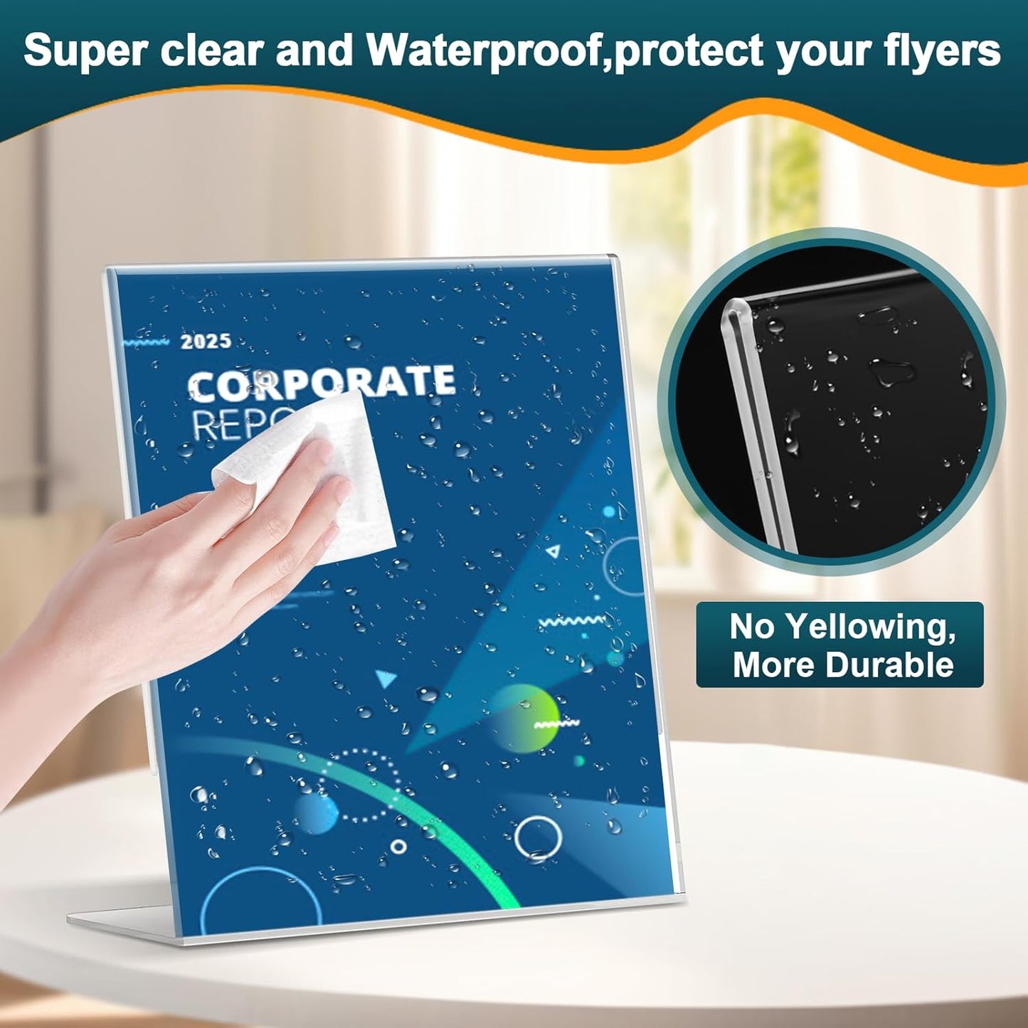 12 Pack Acrylic Sign Holder 8.5x11 Inches, Clear Plastic Table Paper Display Stand, L-Shape Vertical Menu Holder Stand, Clear Picture Photo Flyer Display Stand for Restaurants, Store, Office Desktop