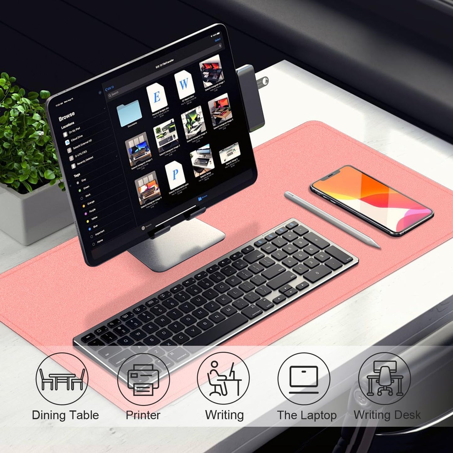 Large Desk Pad 47.2" x 17", Leather Desk Mat Protector, Non-Slip PU Leather Desk Blotter Pad, Large Mouse Keyboard Mat, Waterproof Desk Cover Pad for Office & Home(Sweet Pink)