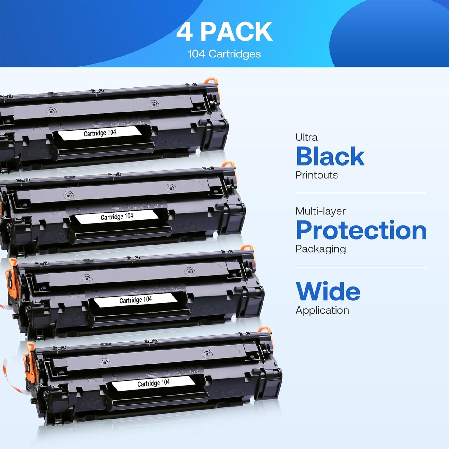 4-Pack 104 Black Toner Cartridge Replacement for Canon 104 CRG104 ImageClass D420 D480 MF4350D MF4370DN MF4150 MF4270 MF4690 Laser Printer